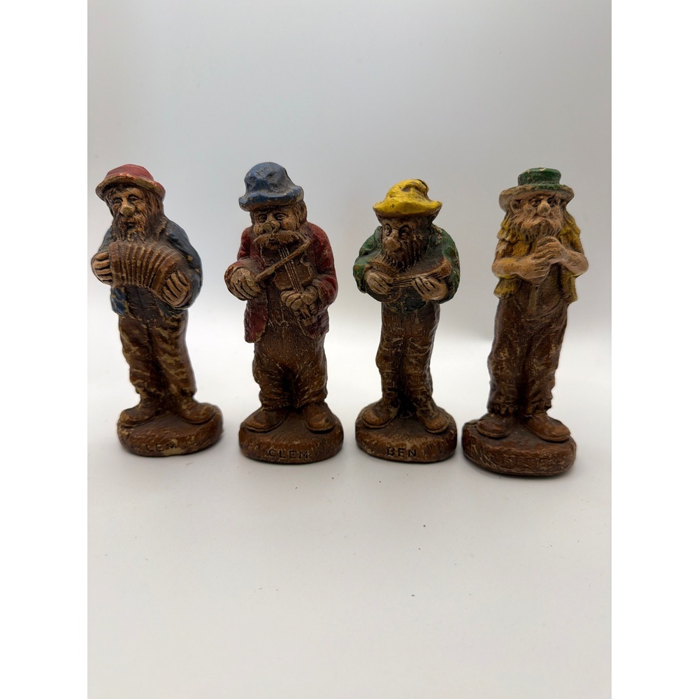 VintageSyroco Hillbilly Band Set of 4 Clem Lem Ben Zeke Musician Folk Art